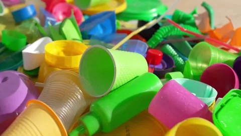Disposable tableware waste creates massive landfill burden, ocean pollution, and Stock Footage 326279768