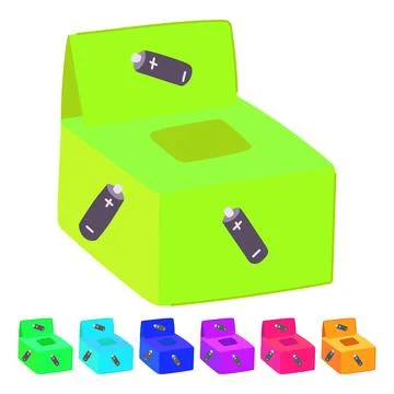 Disposal battery recycling box vector cartoon graphic Stockillustratie