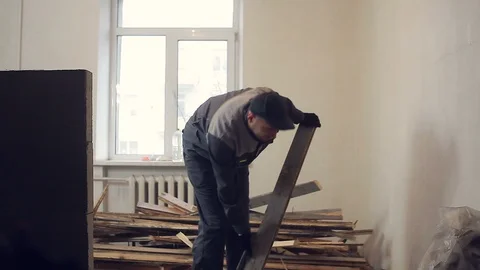Disposal of old boards. Stock Footage 105803729