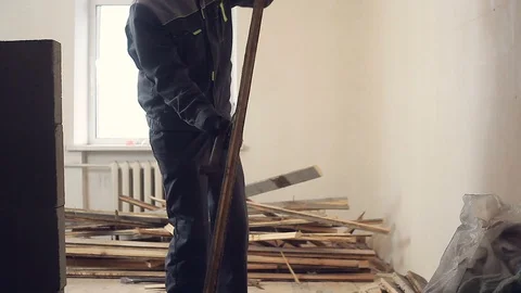 Disposal of old boards. Stock Footage 105803949