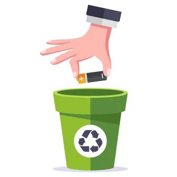 Dispose of the battery in a special container. Stock Illustration