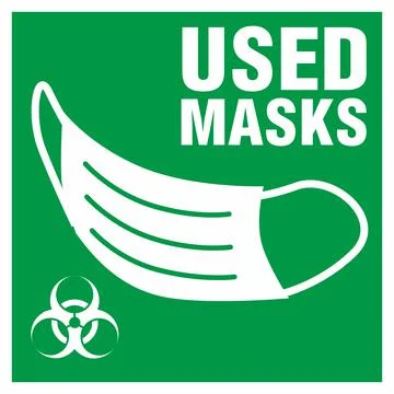 Dispose of face masks here. Correct disposal of medical supplies. Stock Illustration