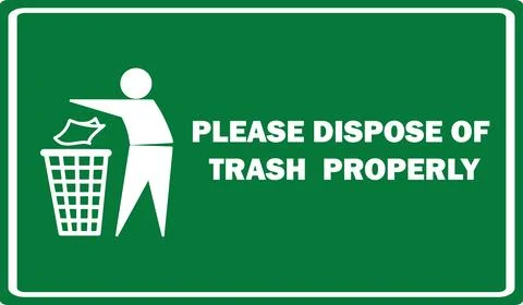 Dispose Trash in bin | Recycle Bin Sign | Recycling Symbol do not litter icon Stock Illustration
