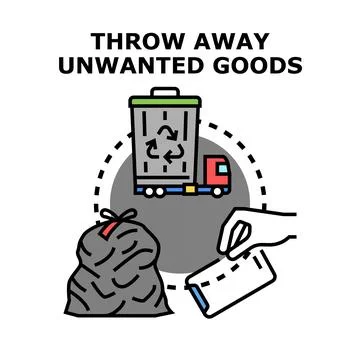 Disposing unwanted goods, garbage, and waste properly Stock Illustration
