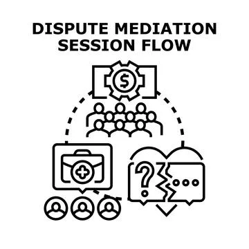 Dispute mediation session flow process vector illustration Stock Illustration