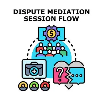 Dispute mediation session flow process vector illustration Stock Illustration
