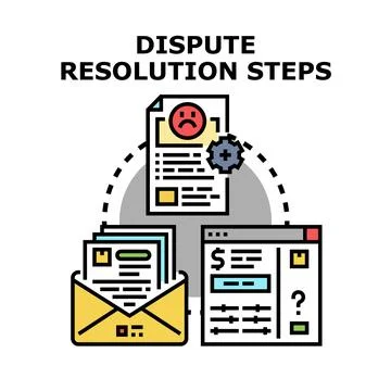 Dispute resolution steps flowchart process concept Illustrazione stock