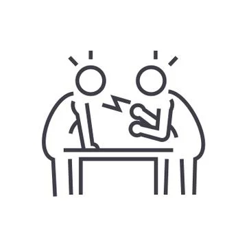 Dispute,debate,conversation vector line icon, sign, illustration on white bac Stock Illustration