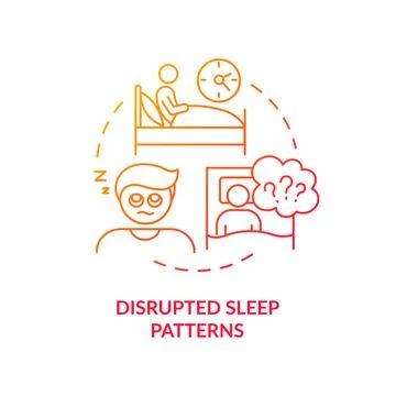 Disrupted sleep patterns red gradient concept icon 스톡 일러스트