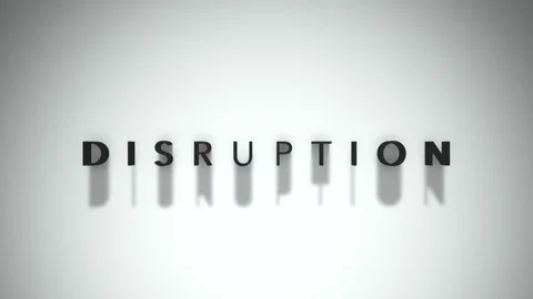 Disruption 3D title animation matte black text on a white background Stock Footage 300716615