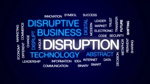 Disruption animated word cloud, text design animation. Stock Footage 74731126