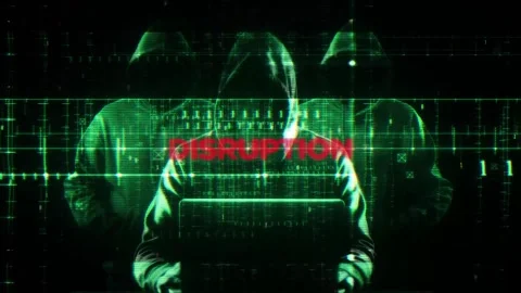 Disruption on hacking screen in technology Stock Footage 343464003