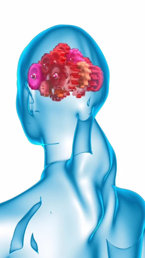 Disruption of work the healthy human brain, female body Stock Footage 310323831