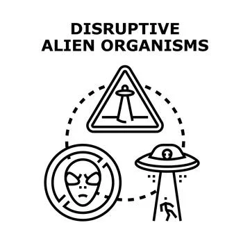 Disruptive alien organisms concept vector illustration Ilustración de archivo