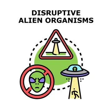 Disruptive alien organisms concept vector illustration Ilustración de archivo