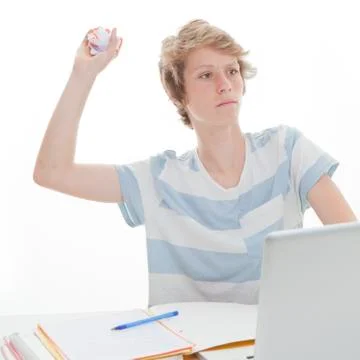 Disruptive student throwing paper Stock Photos