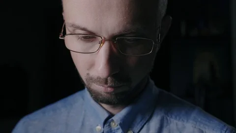 Dissatisfied man with glasses Stock Footage 93845628