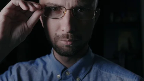 Dissatisfied man with glasses Stock Footage 93845735