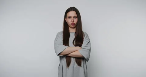 Dissatisfied woman shaking her head from side to side and putting her hands.. Stock Footage 313273653