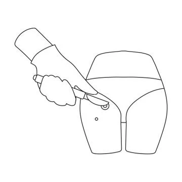 Dissection of a boil on the buttock of a man. Surgery single icon in outline Stock Illustration