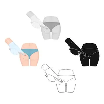 Dissection of a boil on the buttock of a man. Surgery single icon in cartoon Stock Illustration