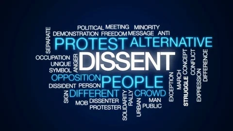 Dissent animated word cloud, text design animation. Stock Footage