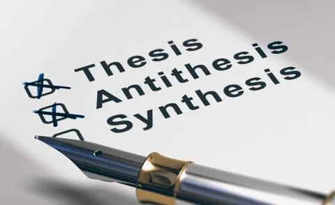 Dissertation or essay writing, thesis, antithesis and synthesis. Stock Illustration