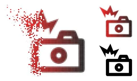 Dissipated Dot Halftone Camera Flash Icon 库存插图
