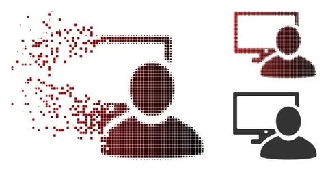 Dissipated Dot Halftone Computer User Icon Illustrazione stock