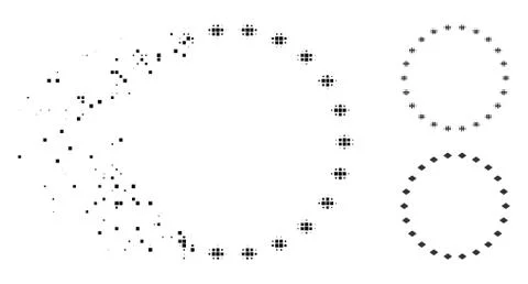 Dissipated Dot Halftone Dotted Circle Icon Illustrazione stock