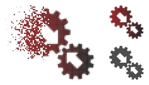 Dissipated Dot Halftone Integration Gears Icon Illustrazione stock