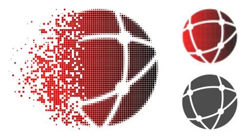 Dissipated Dot Halftone Network Sphere Icon 库存插图
