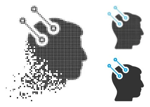 Dissipated Dot Halftone Neural Interface Connectors Icon Stockillustratie