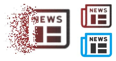 Dissipated Dot Halftone Newspaper Icon Stock Illustration