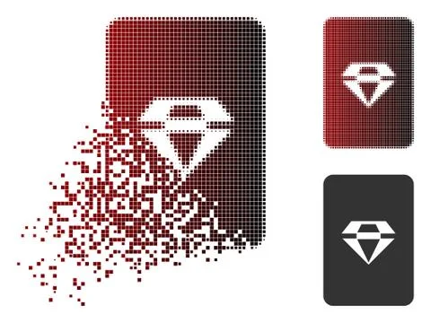 Dissipated Dot Halftone Ruby Gaming Card Icon Stock Illustration
