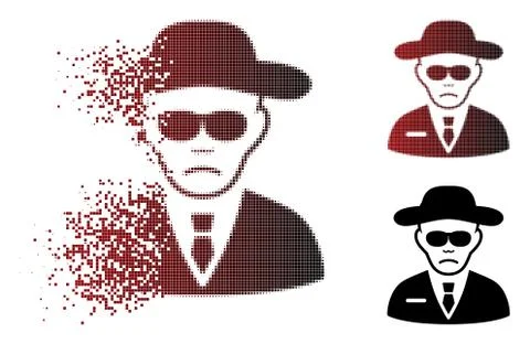 Dissipated Dot Halftone Security Agent Icon Stock Illustration