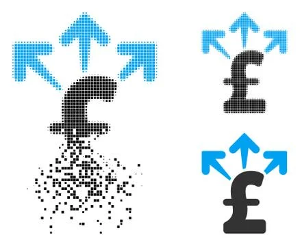 Dissipated Dot Halftone Spend Pound Money Icon Stock Illustration