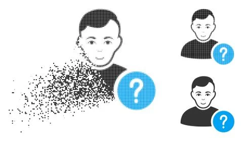 Dissipated Dot Halftone User Status Icon with Face 库存插图