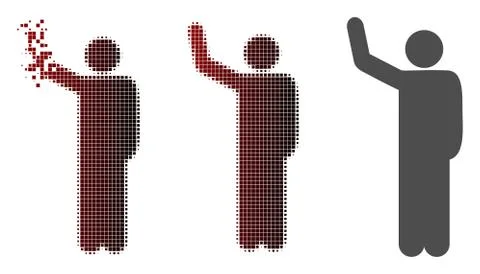 Dissipated Dotted Halftone Hello Pose Icon 库存插图