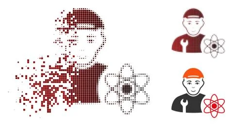 Dissipated Dotted Halftone Science Engineer Icon with Face Stockillustratie