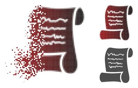 Dissipated Dotted Halftone Script Roll Icon Illustrazione stock