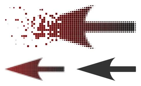 Dissipated Dotted Halftone Sharp Left Arrow Icon Illustrazione stock