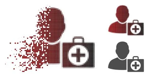 Dissipated Dotted Halftone User First Aid Icon Illustrazione stock