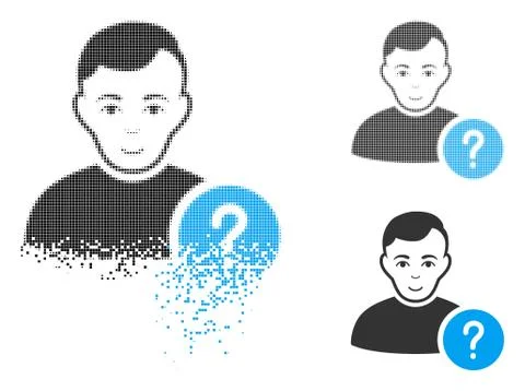 Dissipated Dotted Halftone User Status Icon with Face Stock Illustration