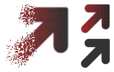 Dissipated Pixel Halftone Arrow Up Right Icon Stock Illustration