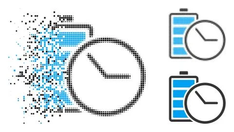 Dissipated Pixel Halftone Battery Clock Icon Stock-Illustration
