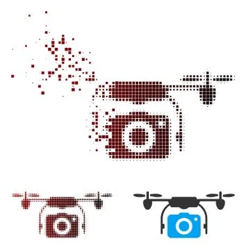 Dissipated Pixel Halftone Camera Drone Icon Illustrazione stock