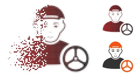 Dissipated Pixel Halftone Car Driver Icon Illustrazione stock
