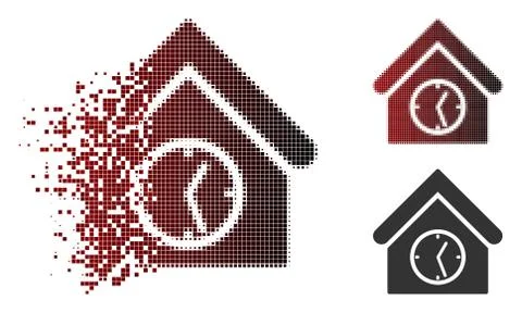 Dissipated Pixel Halftone Clock Building Icon Ilustración de archivo