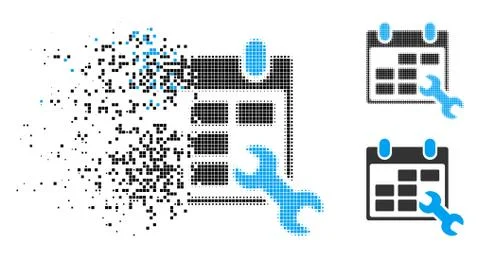 Dissipated Pixel Halftone Configure Timetable Icon Illustrazione stock
